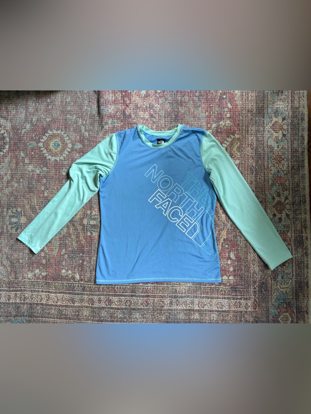 The North Face Girls XL 18/20 Flash Dry Blue & Mint Hike/Water Long Sleeve